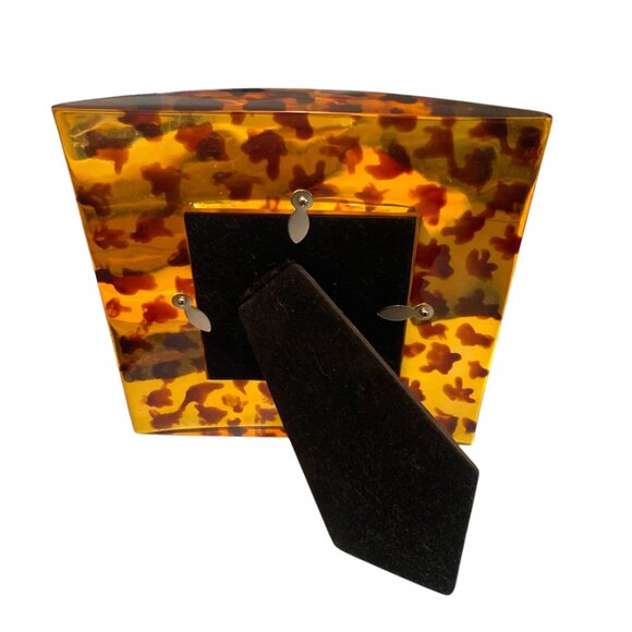 Vintage Picture Frame Acrylic Tortoise Shell - 3.5x3.5 Picture Slot Retro - Picture 2 of 7
